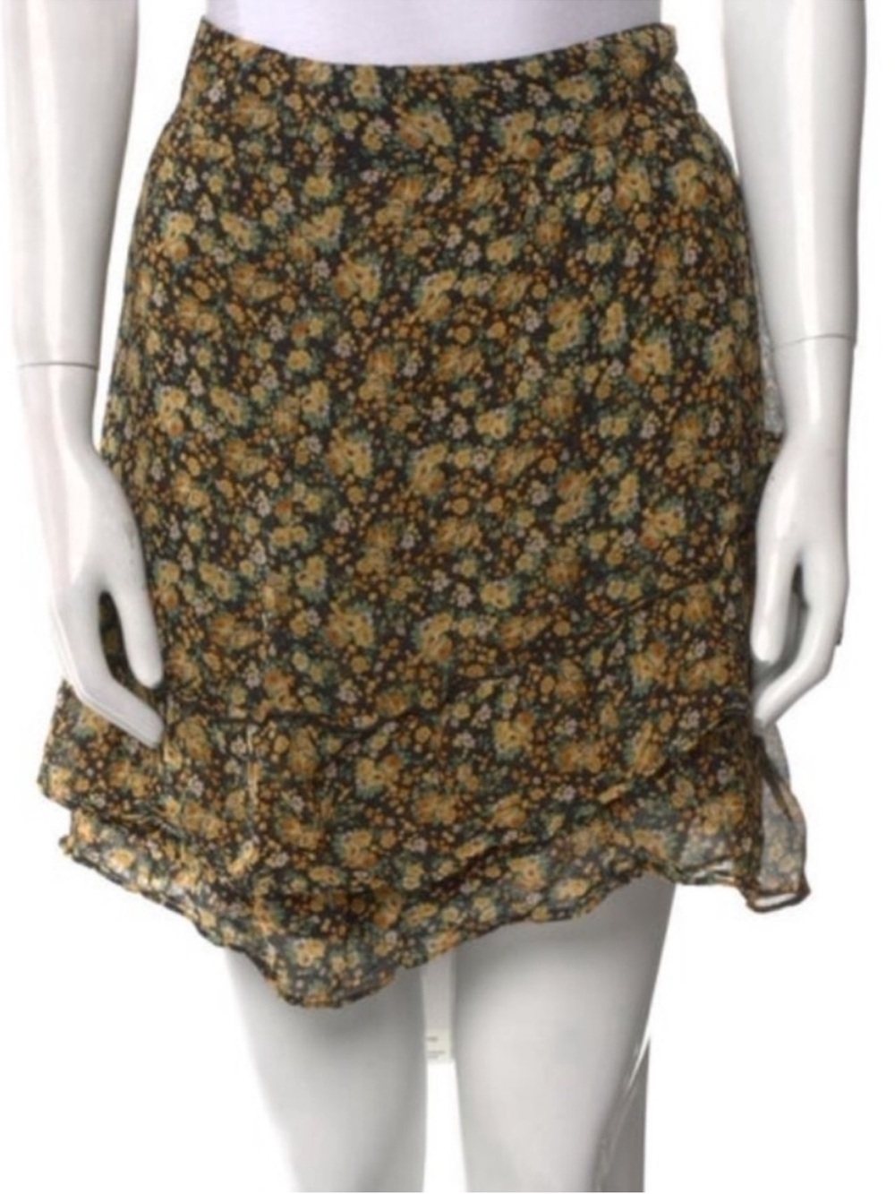 Sezane Carolina Floral Tiered Mini Flowy Skirt